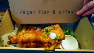 Vegan cod n chips at The No Catch Co in Brighton