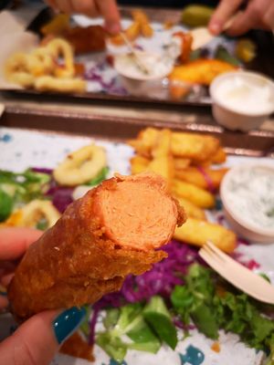 Battered Saveloy at The No Catch Co in Brighton