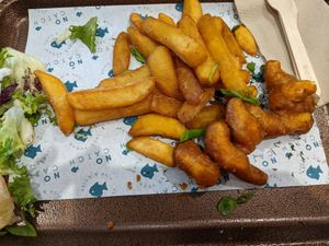 Seriously bad presentation. P s. I don't want any salad thrown on my fish and chips at The No Catch Co in Brighton