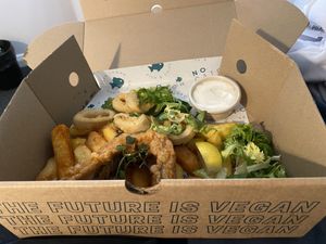 Cod + calamari at The No Catch Co in Brighton