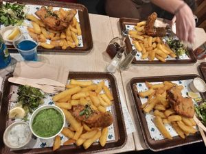 Smoked haddock and THE BEST chips put smiles on all our faces.  Apparently the portions are little bigger now than before, we all had regular size and it was plenty of food. Enjoye at The No Catch Co in Brighton