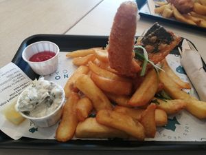 Tofish n chips with tartare sauce at The No Catch Co in Brighton
