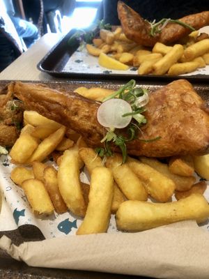 Smoked fish and chips!  at The No Catch Co in Brighton