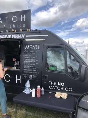 Menu and condiments  at The No Catch Co in Brighton