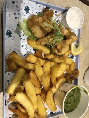 “Shrimp” and chips   at The No Catch Co in Brighton
