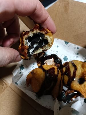 Deep fried oreos inside at The No Catch Co in Brighton