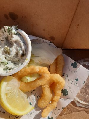 Vegan Calamari is very realistic, a definite winner at The No Catch Co in Brighton