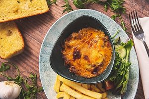 Homemade vegetable lasagne at The Bowgie Inn in Newquay
