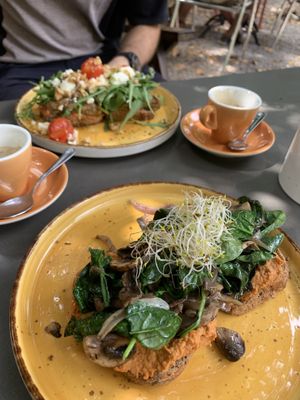 El javi at the forefront (vegan option), vego in the back  at Miga de Nube in Mallorca