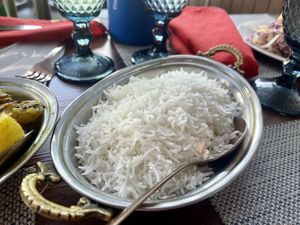 Side of plain rice  at Hola India in Jaco