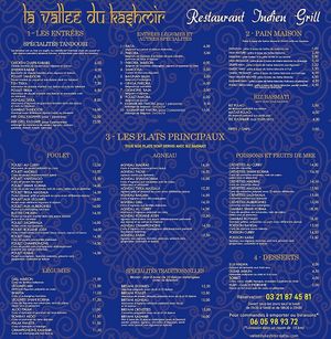 Découvrez notre Carte at La Vallée du Kashmir  in Boulogne-sur-mer