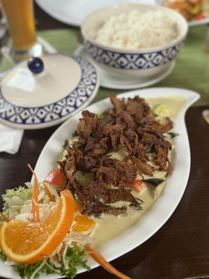 Vegan duck, green curry and coconut sauce   at Thai Tawan in Rheinhausen