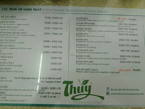 Menu in English language at Thuy in Da Nang