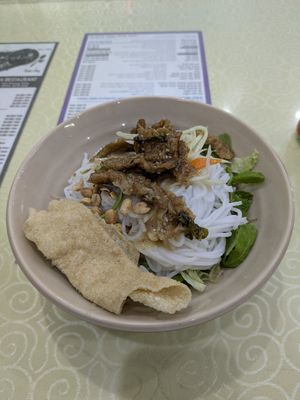 Rice Noodle with Grilled Vegetarian Pork (Bun Can Nuong) at Thuy in Da Nang