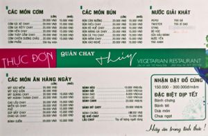 Wall Menu at Thuy in Da Nang