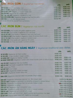 Billingual Menu at Thuy in Da Nang