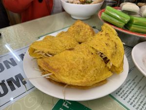Pancakes... You gotta roll them into rice paper with fresh greens. So tastilicious! at Thuy in Da Nang