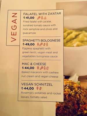 Vegan menu at BigChefs Konyaaltı in Antalya