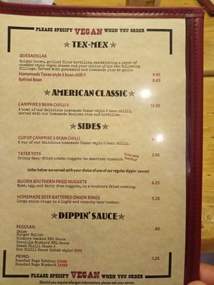 Menu II at Boo Koos in Falmouth