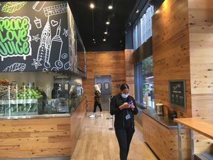 Roomy inside--but no seating. at Juice Generation in New York City