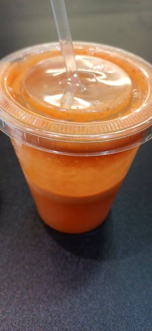 Breakfast juice (carrot, apple, orange) made in front of you at FALAFEL n' JUICE in Bradford