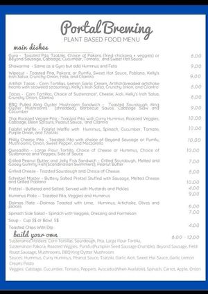 Menu at Portal Brewing in Medford