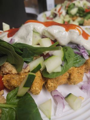 Falafel waffle at Portal Brewing in Medford