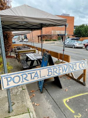 Outdoor seating, dog-friendly, heat lamps available   at Portal Brewing in Medford