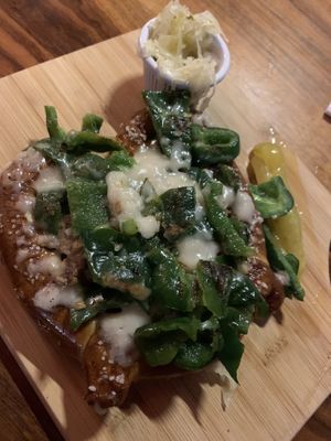 Loaded pretzel   at Portal Brewing in Medford