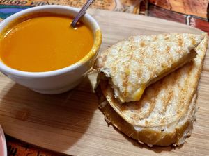 Grilled cheese and tomato soup   at Portal Brewing in Medford