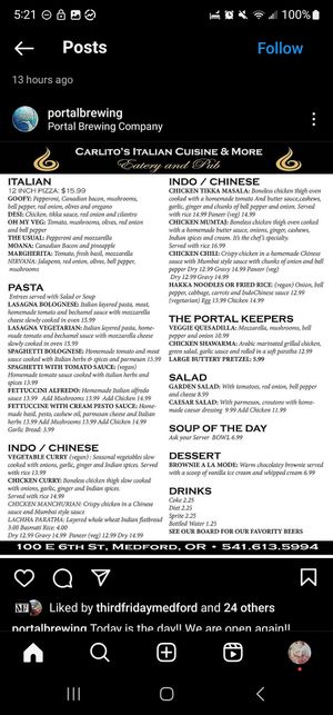 New menu at Portal Brewing in Medford