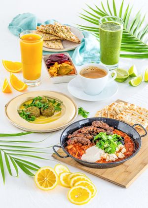 shakshuka and hummus at Tel Aviv Urban Food in Warsaw