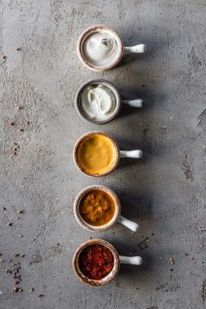 delicious souces at Tel Aviv Urban Food in Warsaw