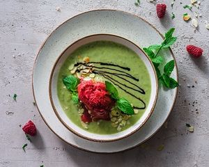 green-peas creamy soup at Tel Aviv Urban Food in Warsaw