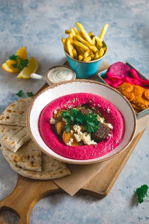 beatroot hummus at Tel Aviv Urban Food in Warsaw