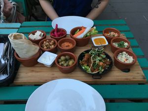Mezze platter with extra feto and aioli  at Tel Aviv Urban Food in Warsaw