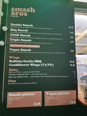 Smash Bros menu. I did not eat here but it looked great    at Common Market in Belfast