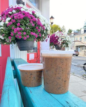 House made Black Bean Chipotle Soup (V) (GF) at Splits and Giggles Cafe in Lancaster