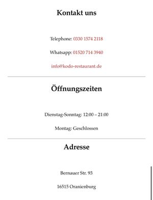 Infos at Kodo in Oranienburg