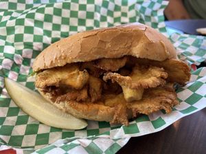 Mushroom po’ boy   at Burly's in Sacramento