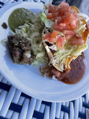 Crispy taco with four salsas  at Rudy's in Santa Barbara