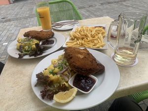 Vegan Schnitzel, very good chewy seitan.  at Dada in Regensburg