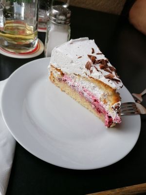 One of the daily changing cakes, a raspberry-chocolate cake. Awesome! at Dada in Regensburg