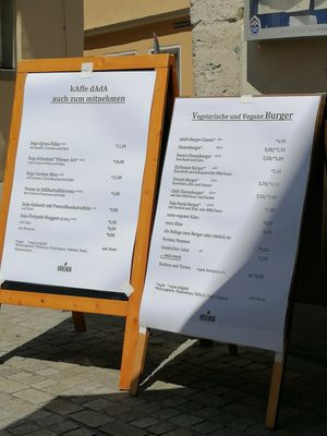 Speisekarte at Dada in Regensburg