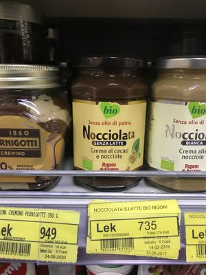 The Bio spread (pictured in the center) is vegan! at Conad Aega Merxhani in Shkoder