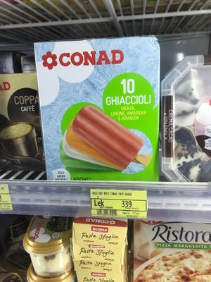 Ice cream selection at Conad Aega Merxhani in Shkoder