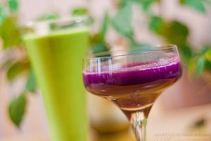 Colorful smoothies. at Cafe Singing Goat in Sherbrooke