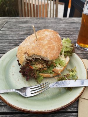 Vegan falafel burger at JOHO Broiler in Prerow