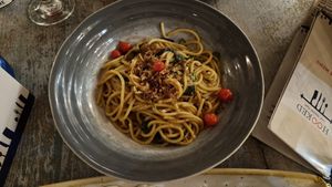 Spicy vegan pasta at Hooked  in Sligo
