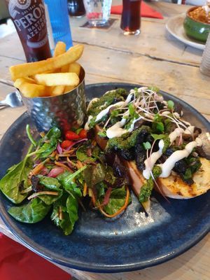 Mushroom toast with salad (chips are extra) at Hooked  in Sligo